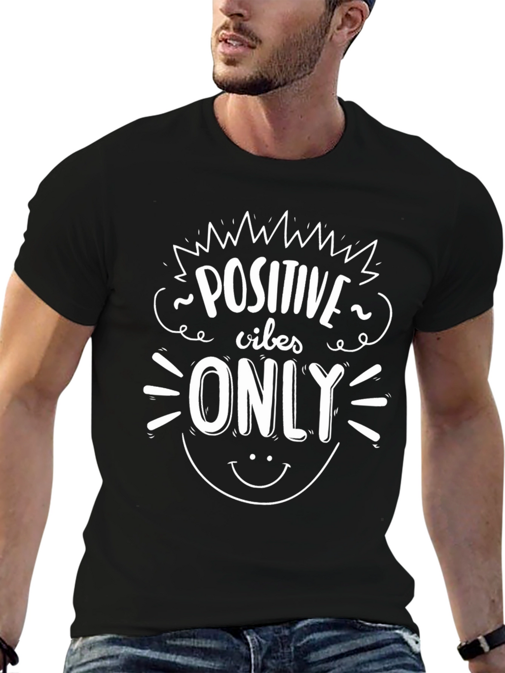 Positive Vibes Only Graphic T-Shirt - Black