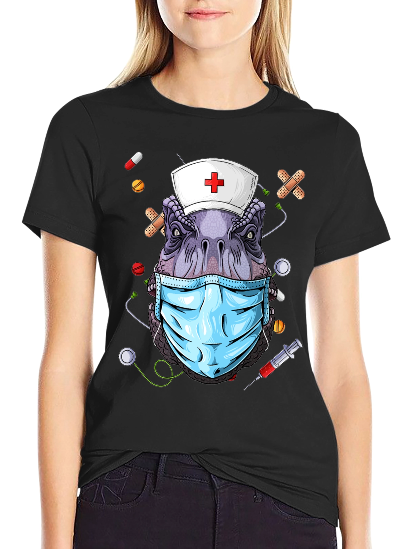 Dinosaur Nurse T-Shirt - Funny Dino Medical Tee