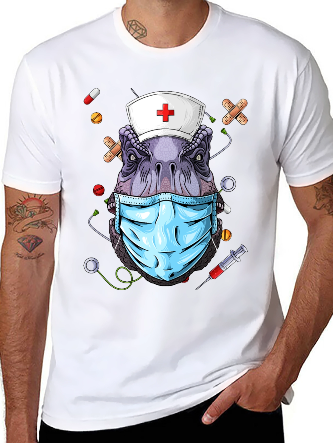 Dinosaur Nurse T-Shirt - Funny Dino Medical Tee