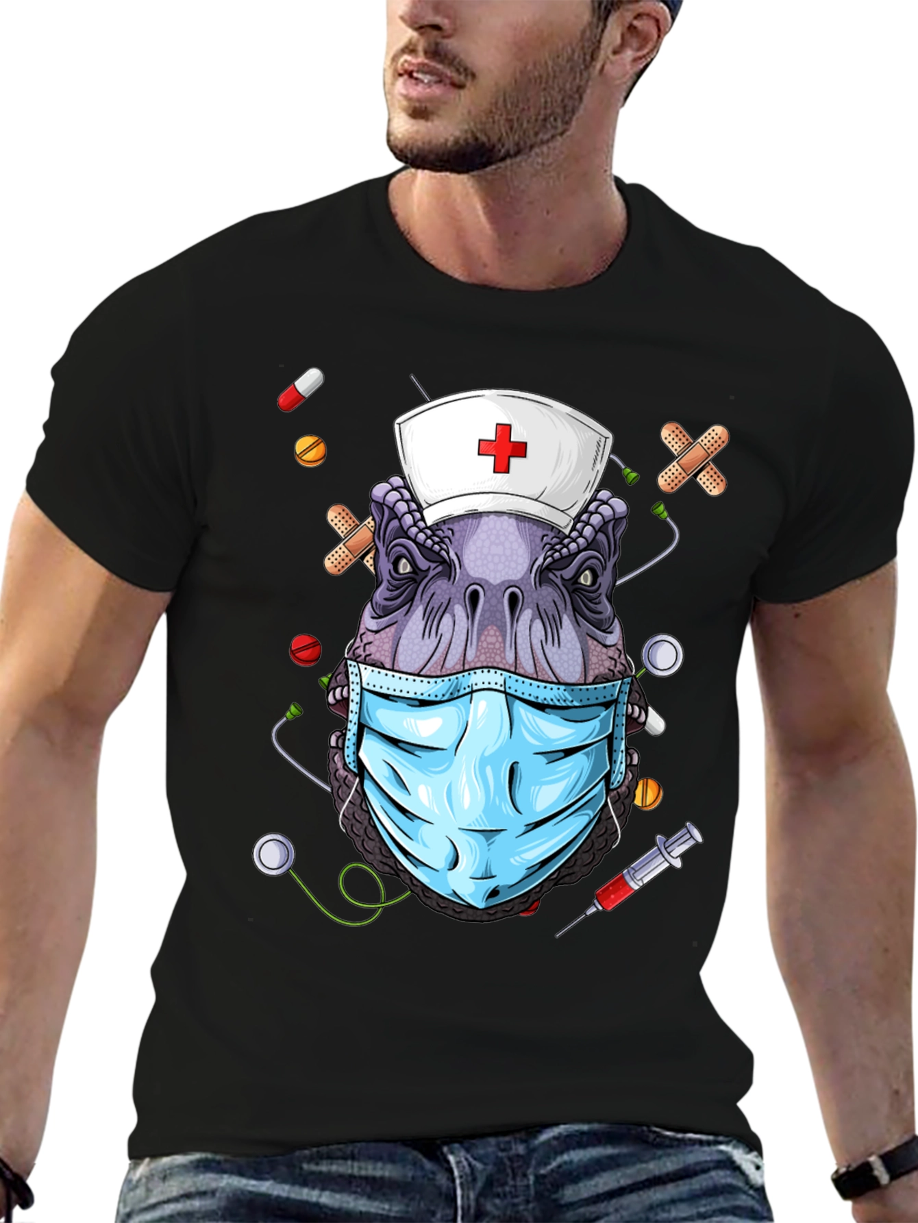 Dinosaur Nurse T-Shirt - Funny Dino Medical Tee