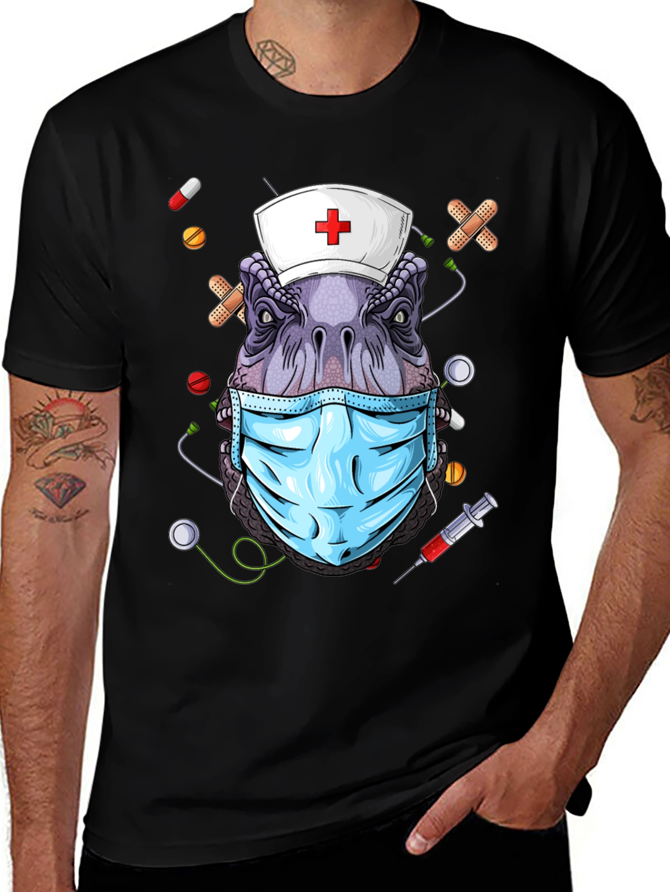 Dinosaur Nurse T-Shirt - Funny Dino Medical Tee