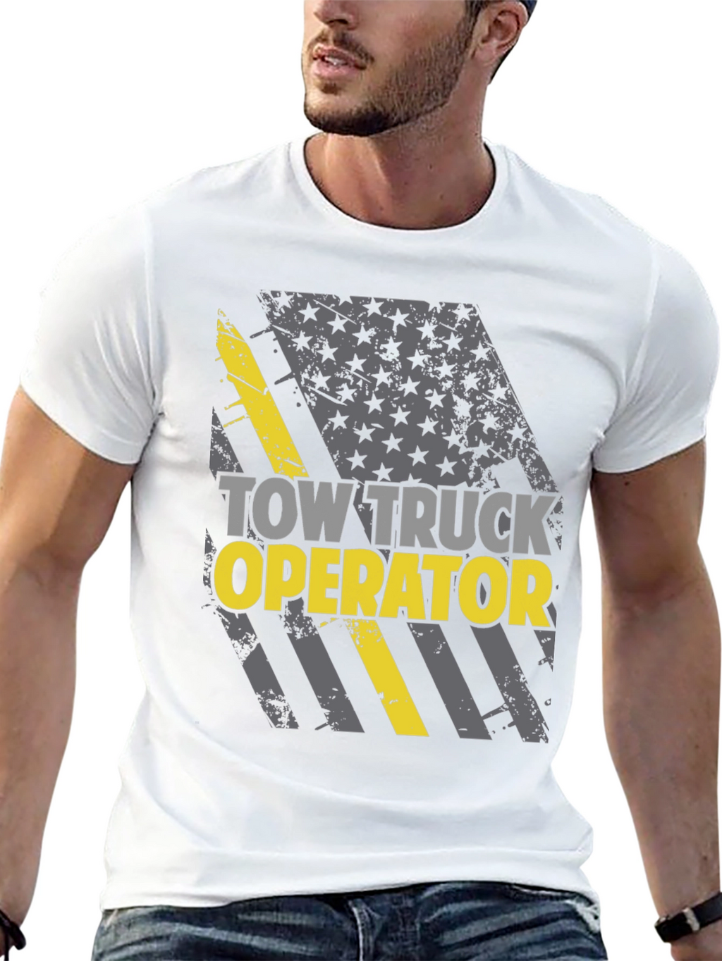 Tow Truck Operator T-Shirt - American Flag Design
