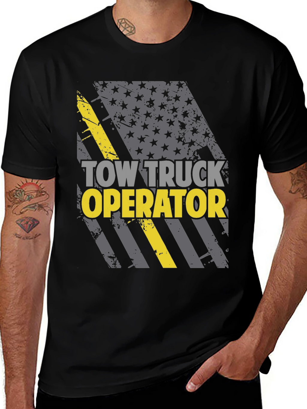 Tow Truck Operator T-Shirt - American Flag Design