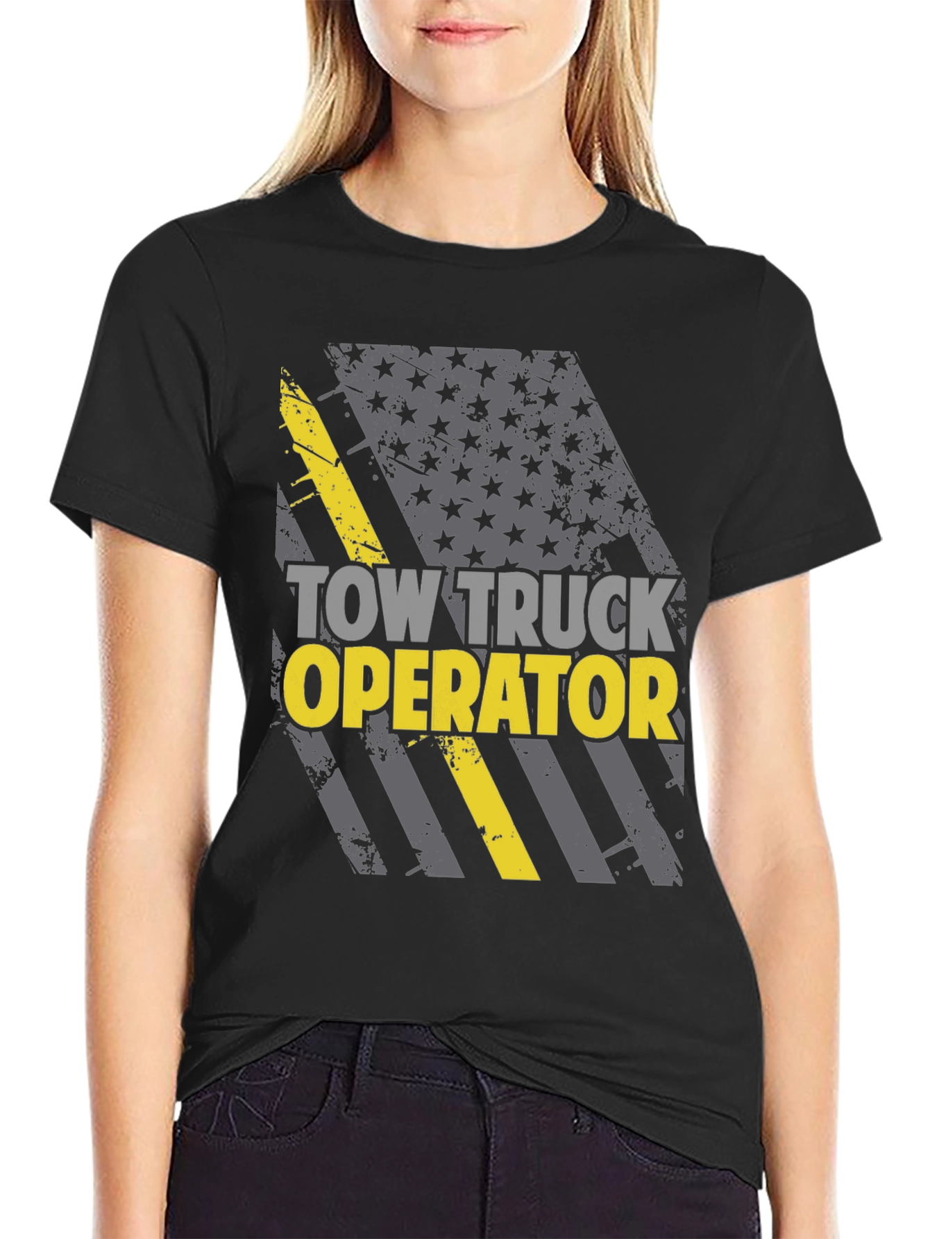 Tow Truck Operator T-Shirt - American Flag Design