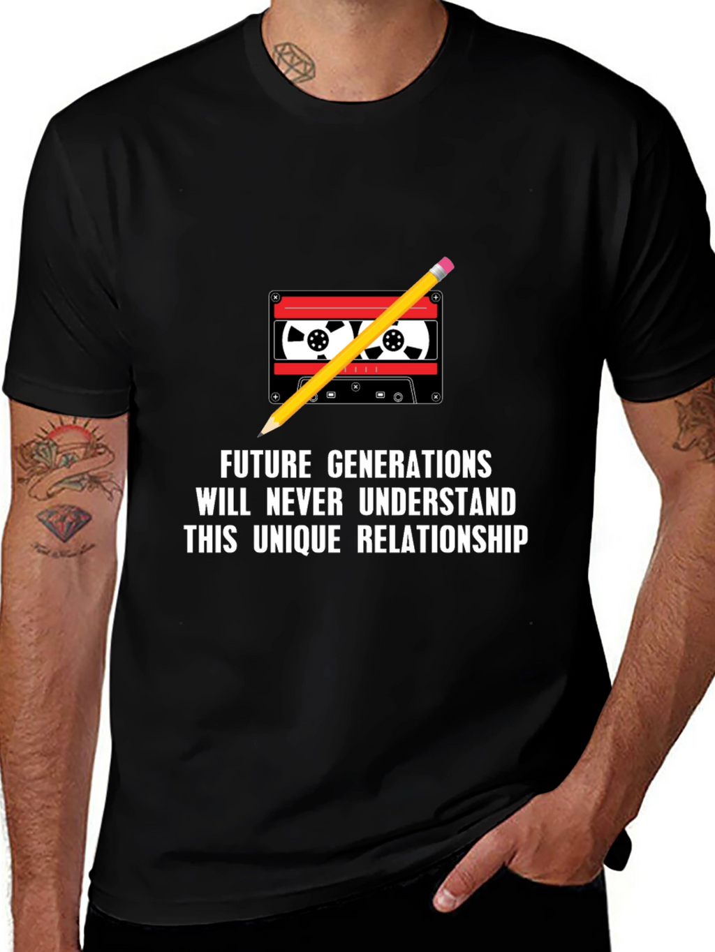 Retro Cassette & Pencil Graphic Tee