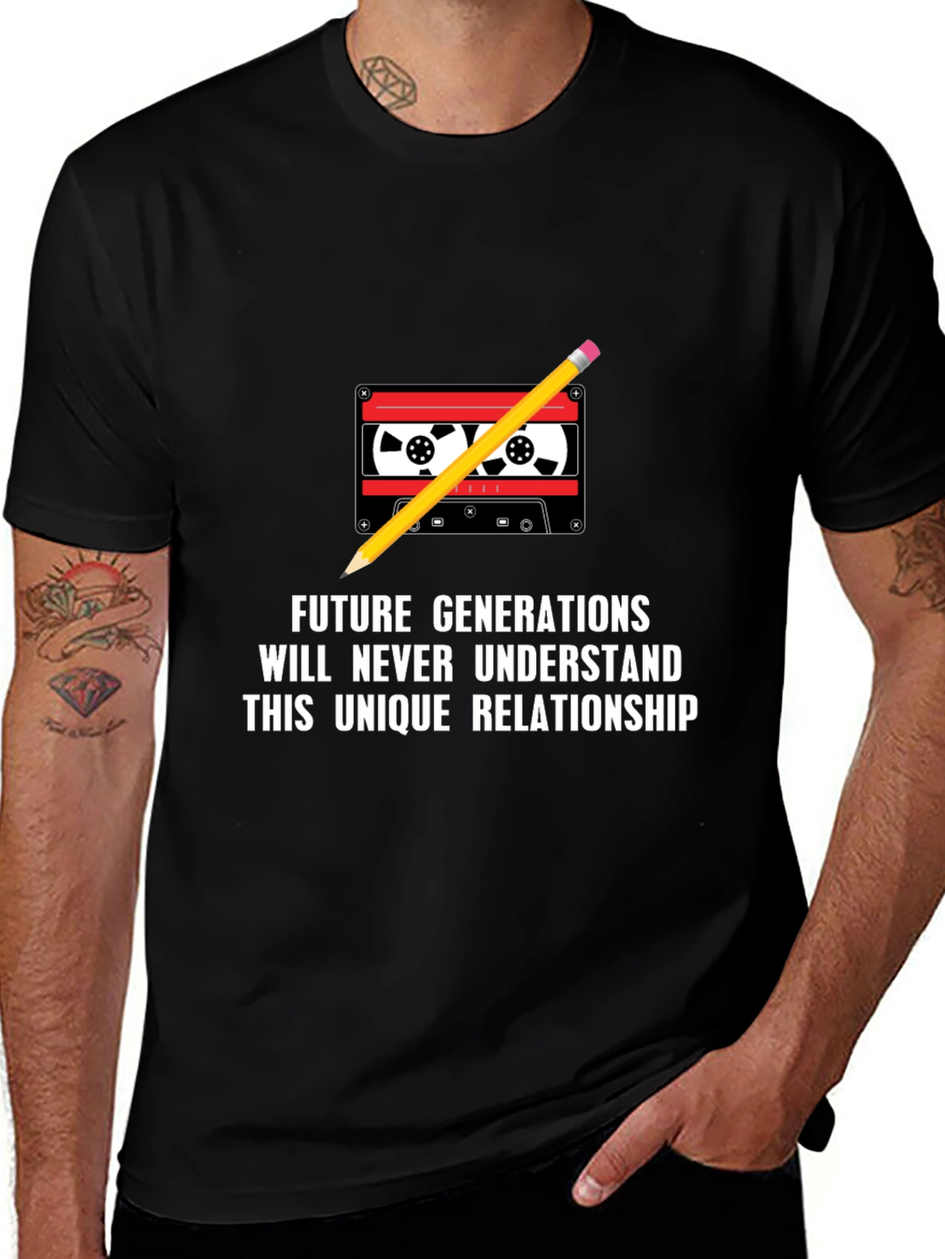 Retro Cassette & Pencil Graphic Tee