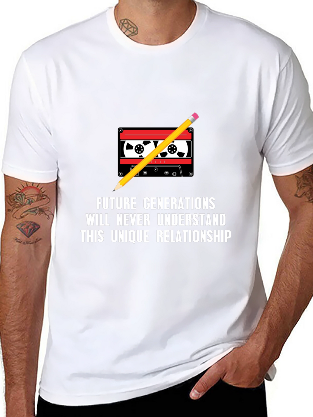Retro Cassette & Pencil Graphic Tee