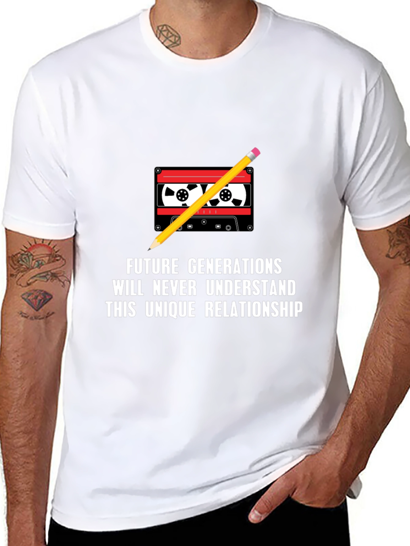 Retro Cassette & Pencil Graphic Tee