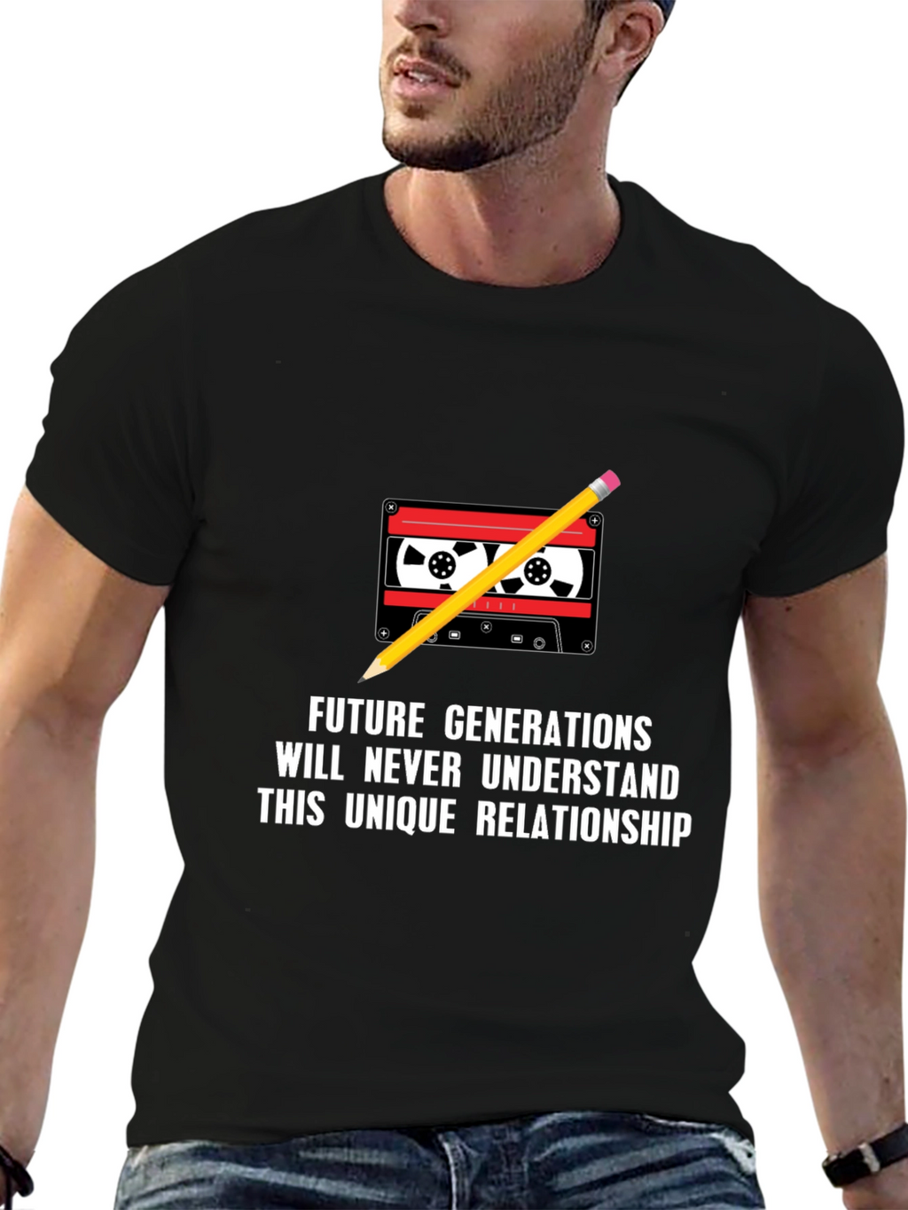 Retro Cassette & Pencil Graphic Tee