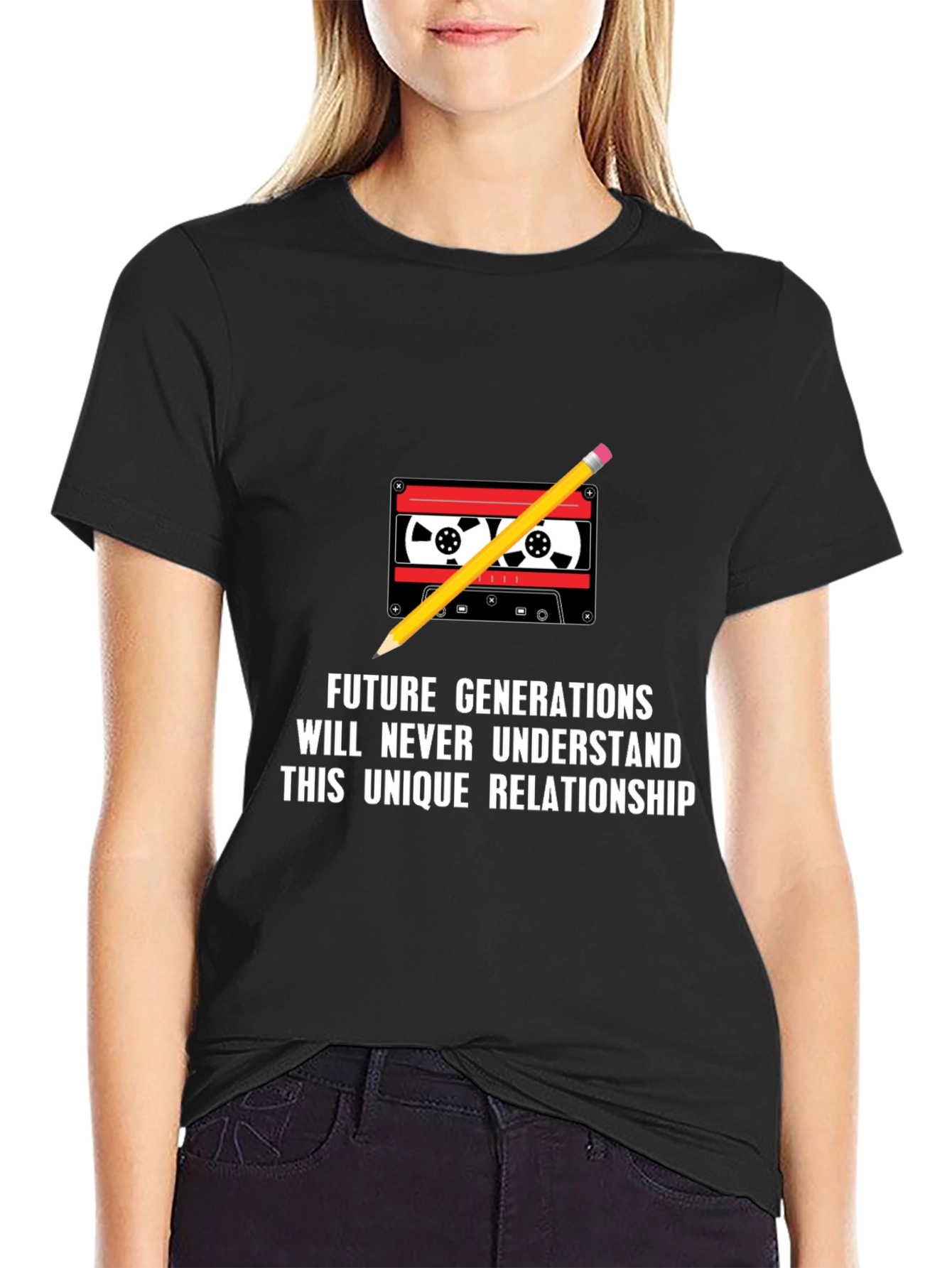 Retro Cassette & Pencil Graphic Tee