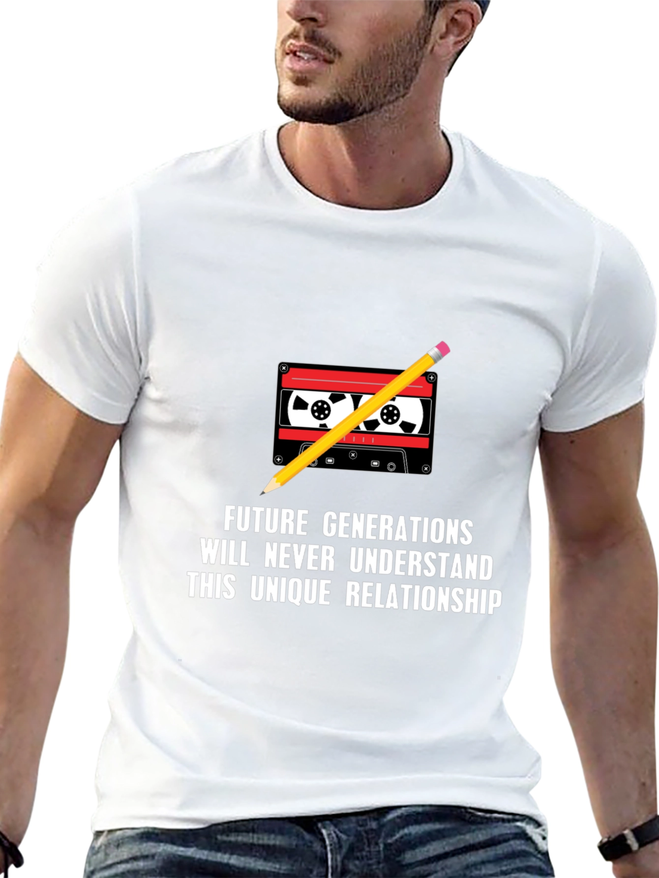 Retro Cassette & Pencil Graphic Tee