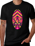 Tribal Mask Graphic Tee - Unique Design