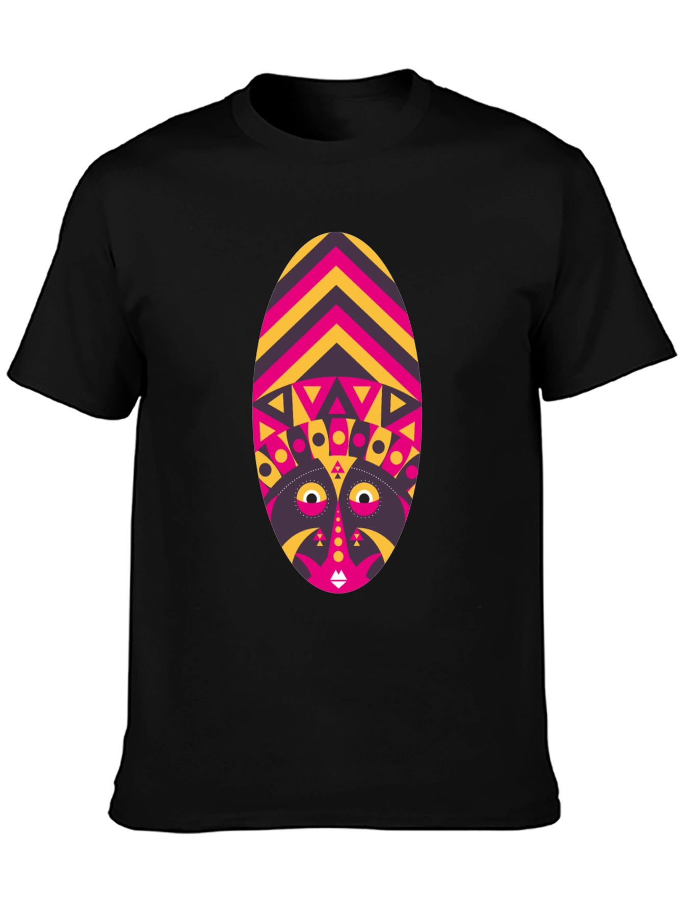 Tribal Mask Graphic Tee - Unique Design