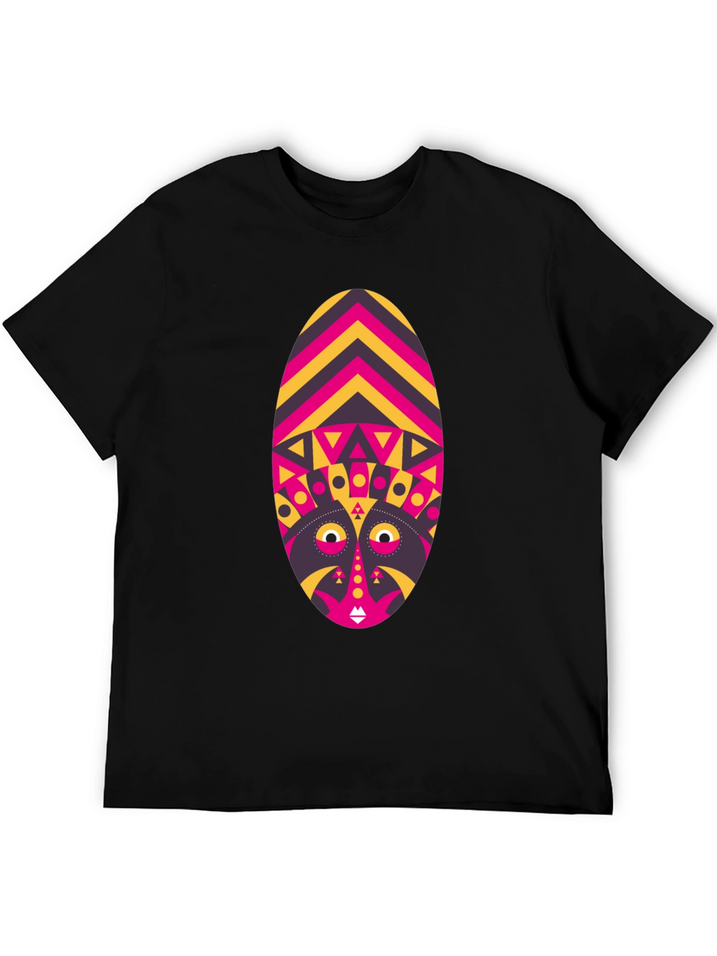 Tribal Mask Graphic Tee - Unique Design