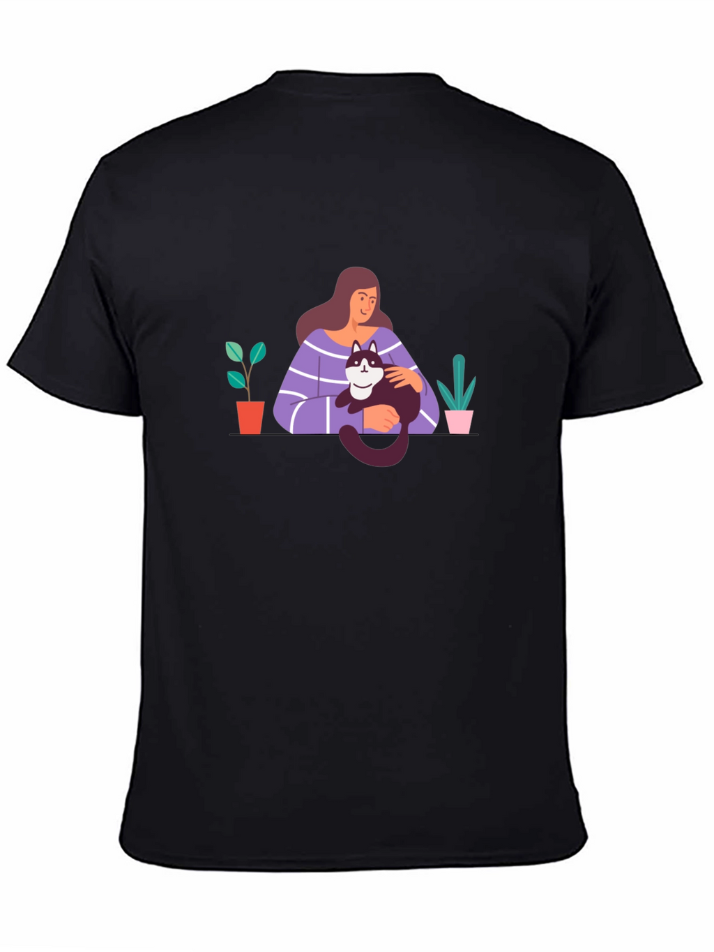 Cute Cat Lady Graphic Tee - Black Unisex T-Shirt