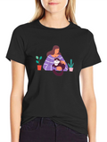 Cute Cat Lady Graphic Tee - Black Unisex T-Shirt