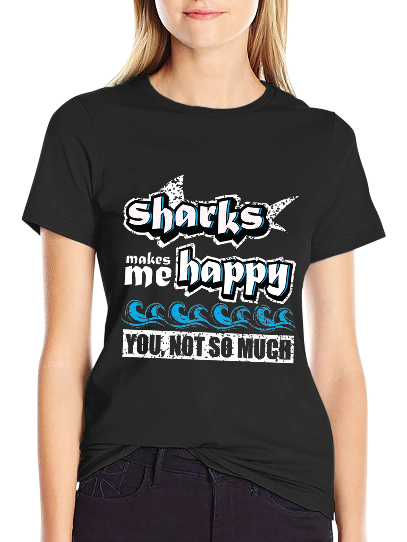 Sharks Make Me Happy Tee - Ocean Lovers Humor