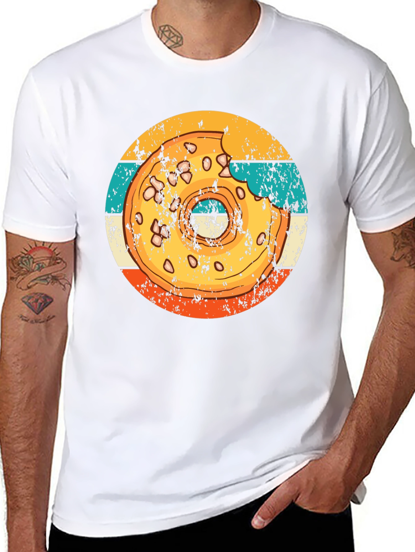 Retro Donut Graphic T-Shirt - Bite Taken!