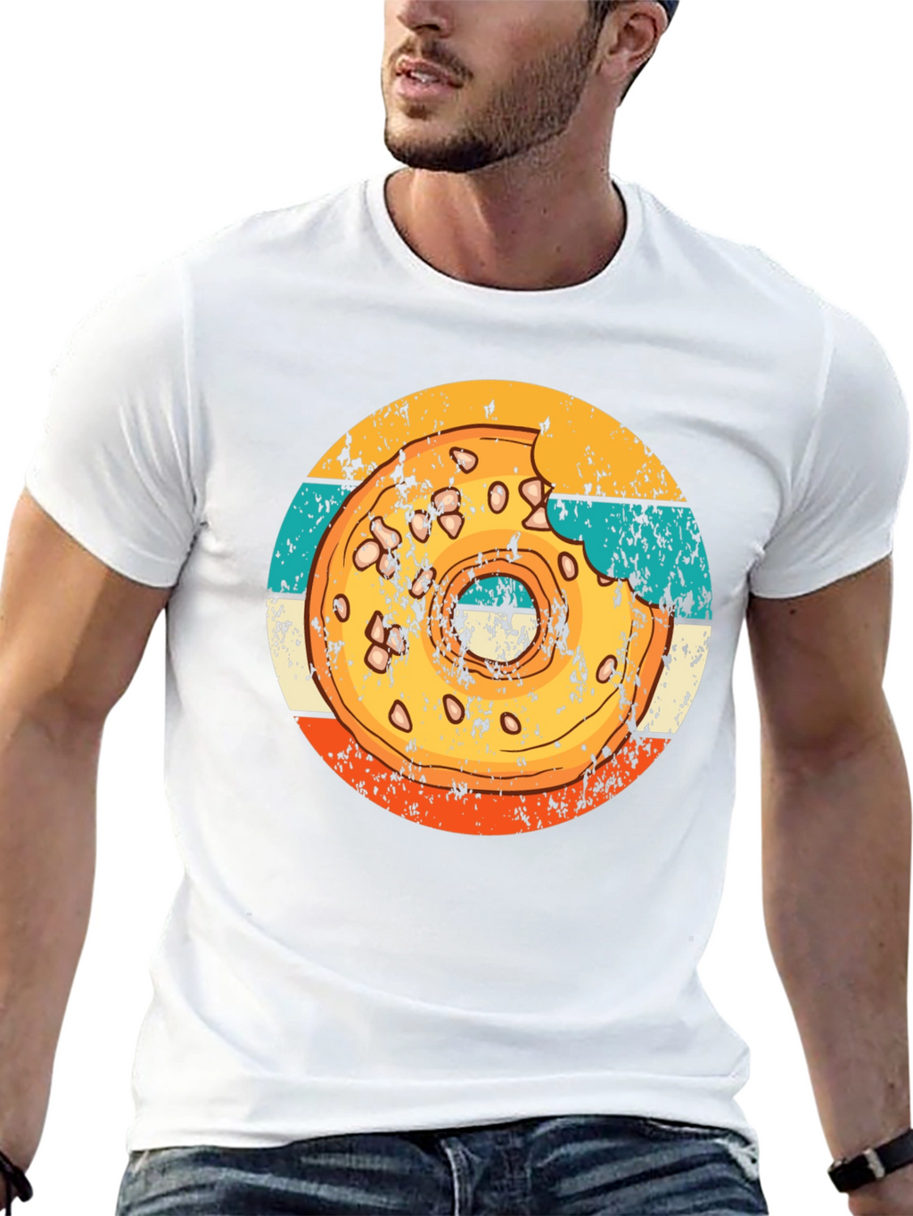 Retro Donut Graphic T-Shirt - Bite Taken!
