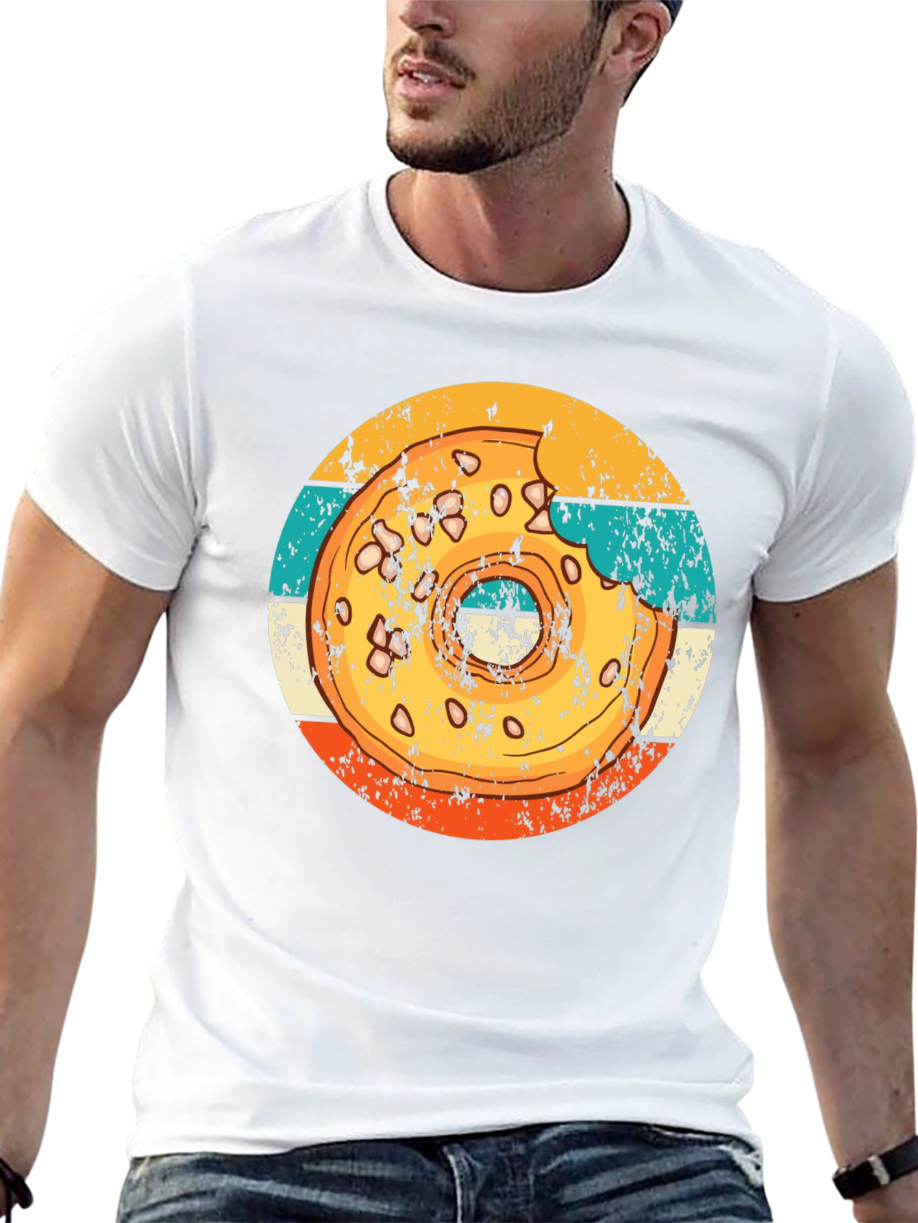 Retro Donut Graphic T-Shirt - Bite Taken!