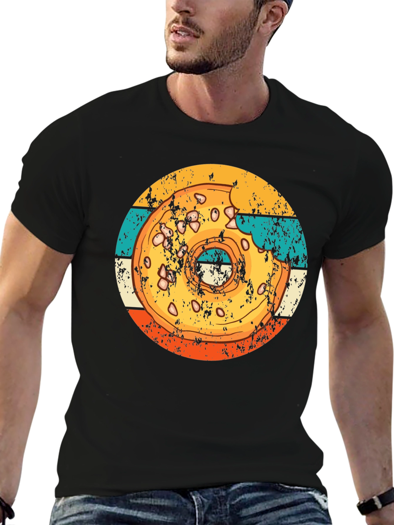 Retro Donut Graphic T-Shirt - Bite Taken!