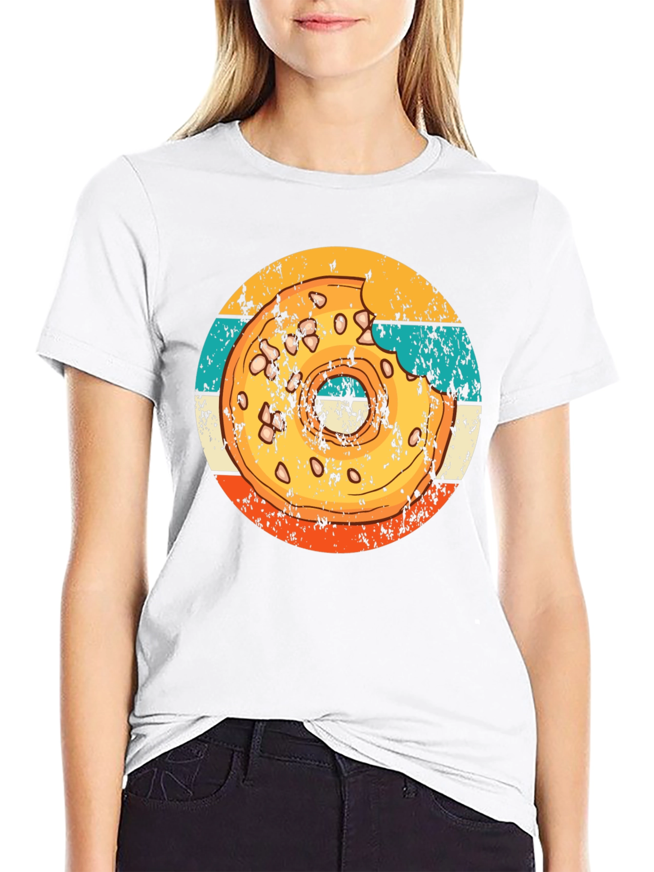 Retro Donut Graphic T-Shirt - Bite Taken!