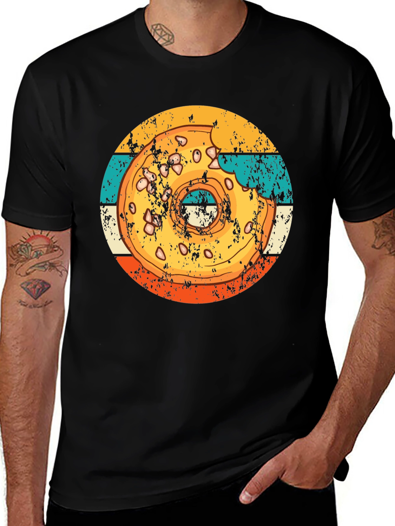 Retro Donut Graphic T-Shirt - Bite Taken!