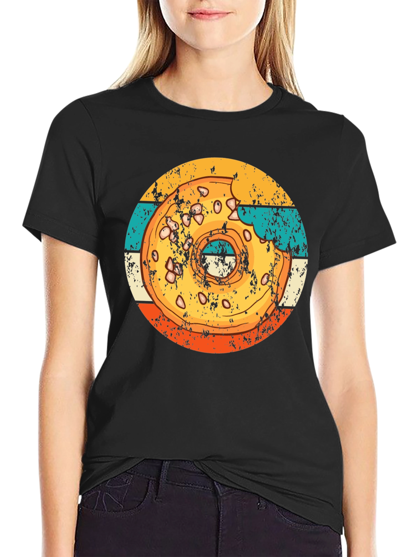 Retro Donut Graphic T-Shirt - Bite Taken!