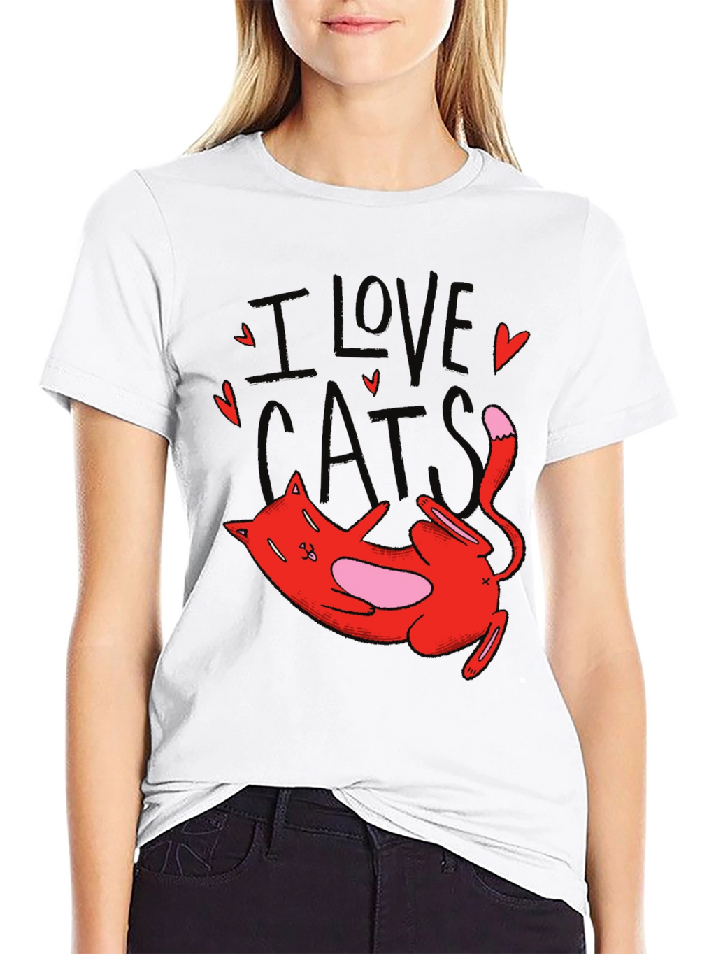 I Love Cats Graphic T-Shirt Cute Cat Tee