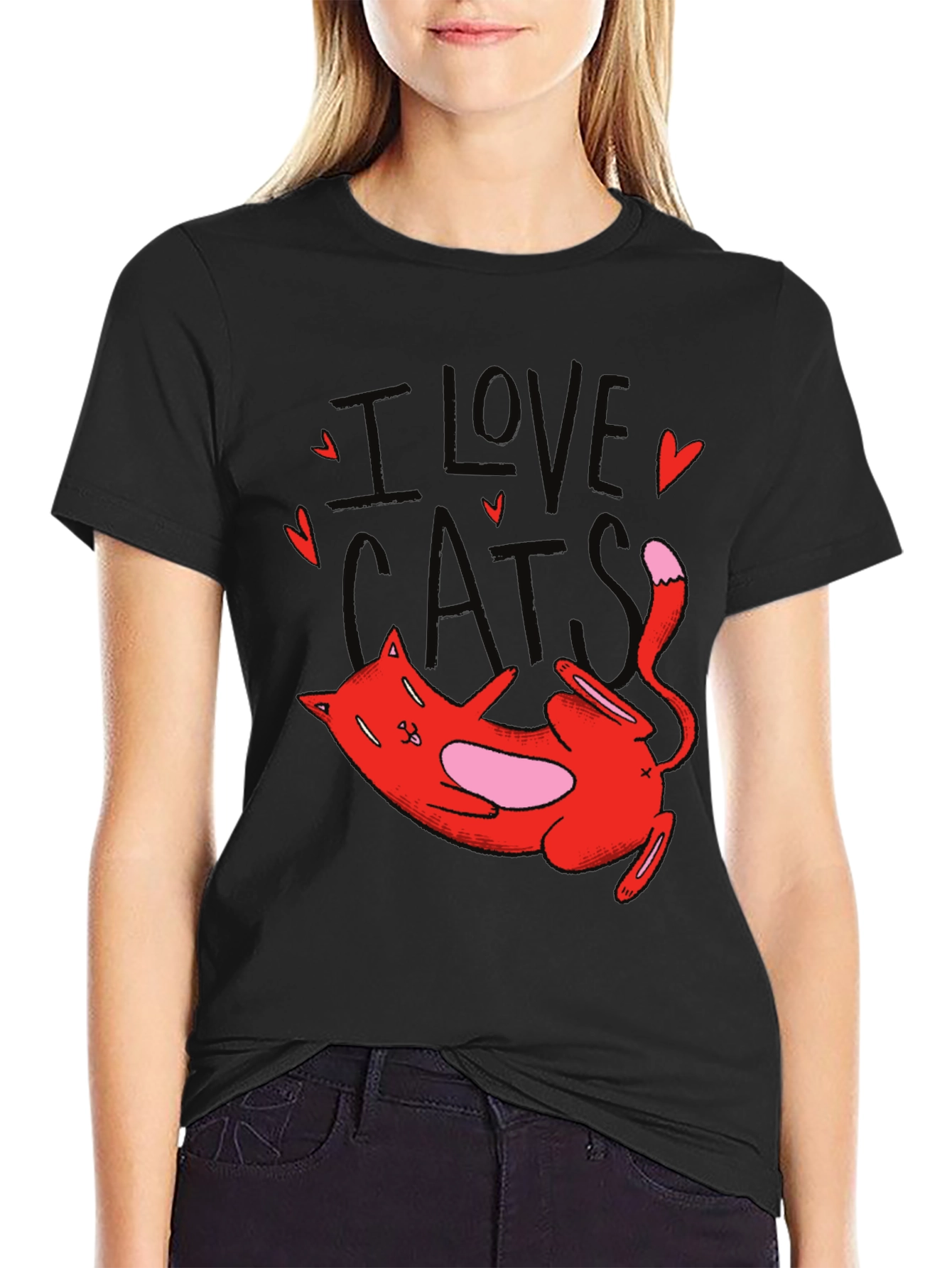 I Love Cats Graphic T-Shirt Cute Cat Tee