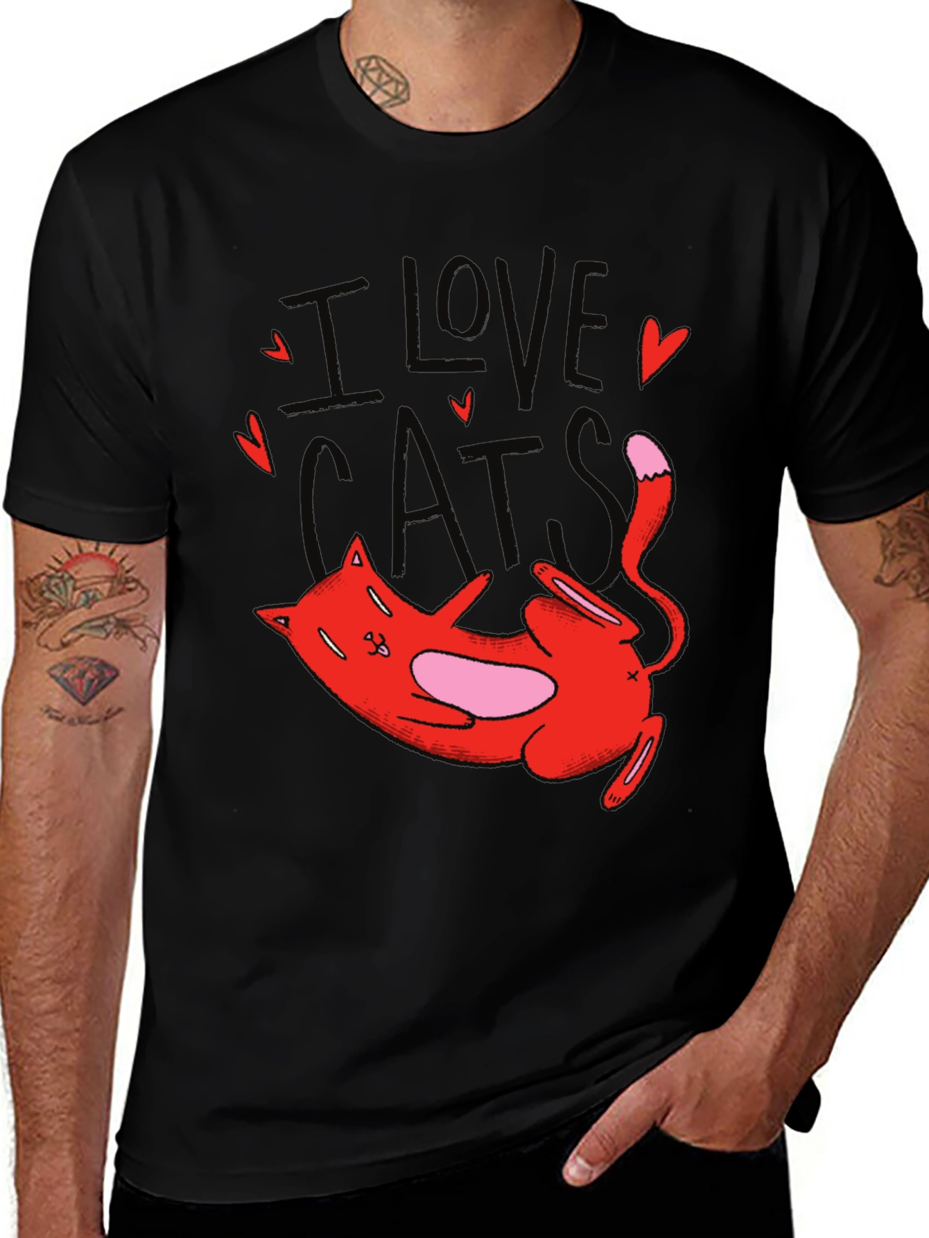 I Love Cats Graphic T-Shirt Cute Cat Tee