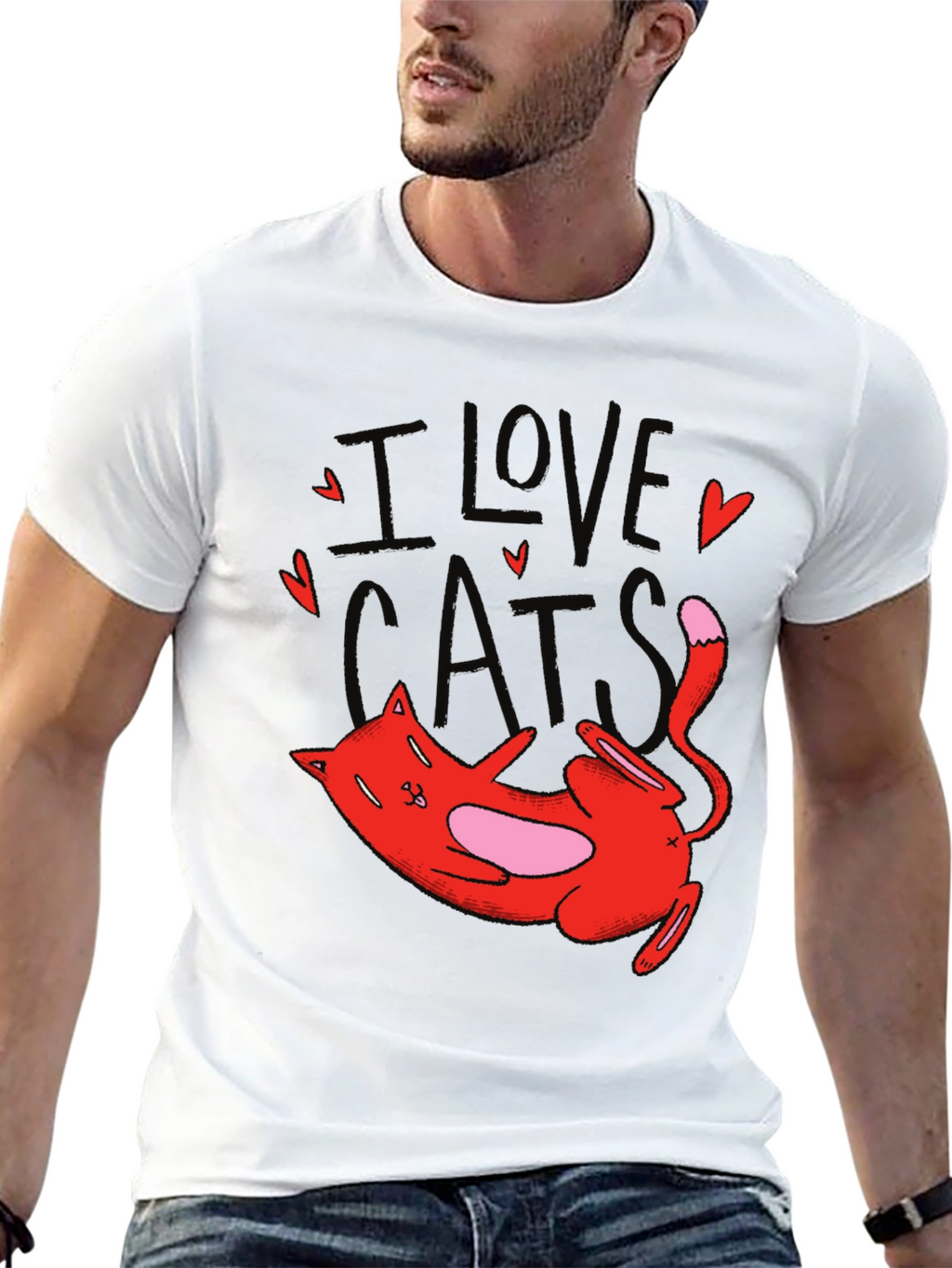 I Love Cats Graphic T-Shirt Cute Cat Tee