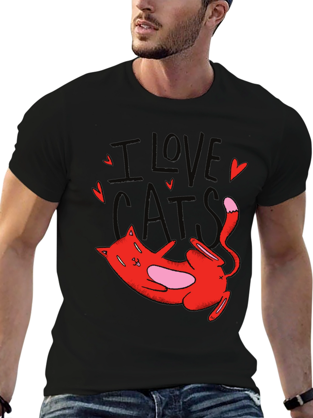 I Love Cats Graphic T-Shirt Cute Cat Tee