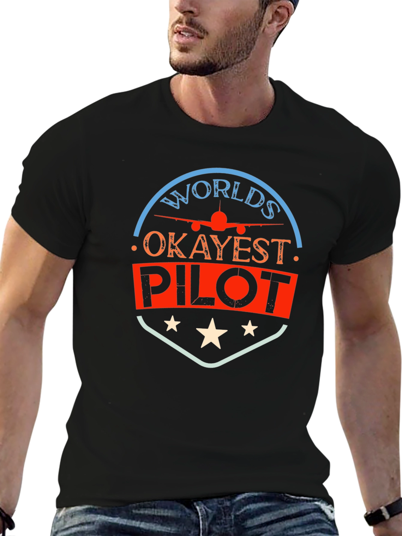 Worlds Okayest Pilot Black T-Shirt