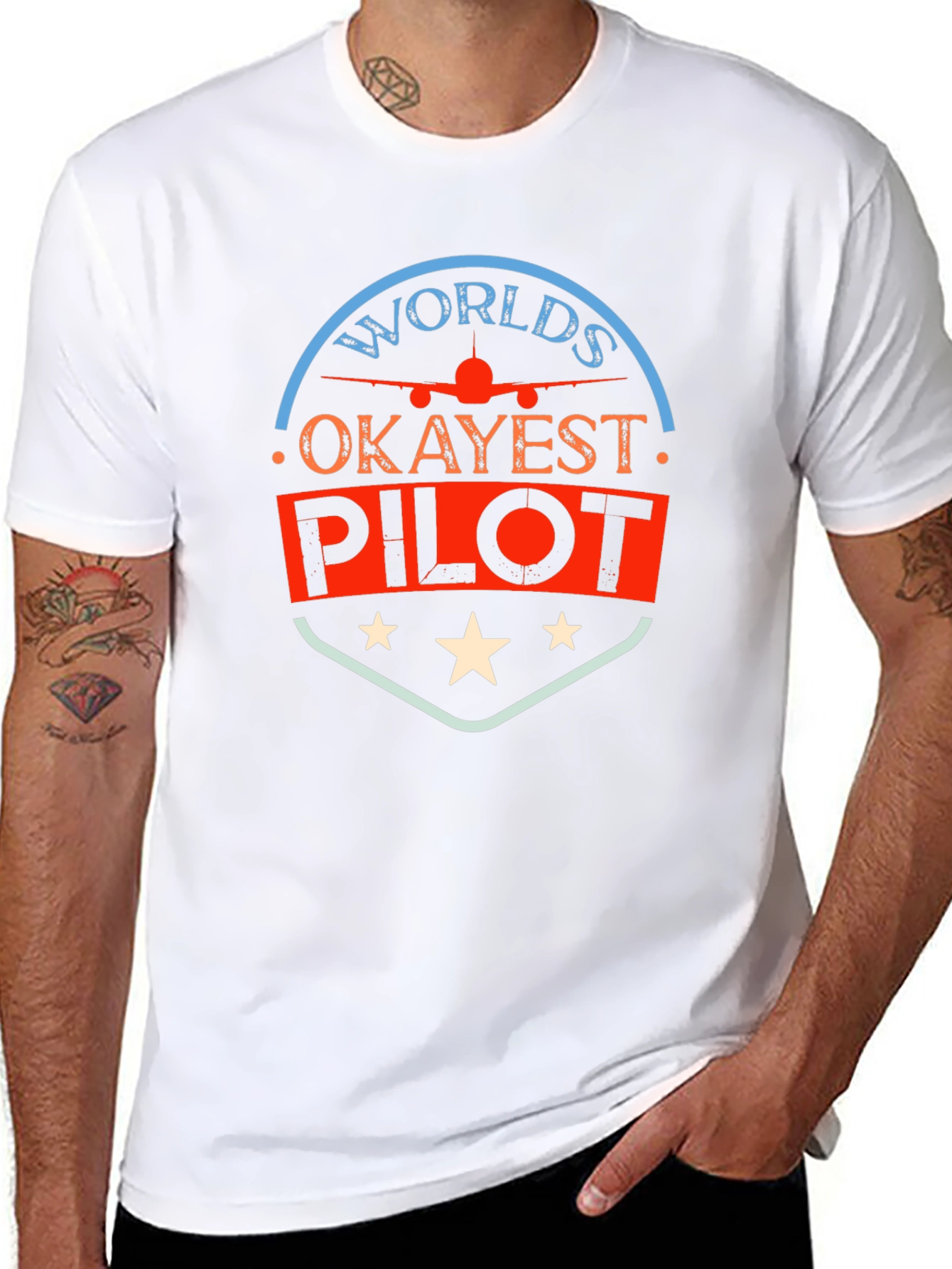 Worlds Okayest Pilot Black T-Shirt