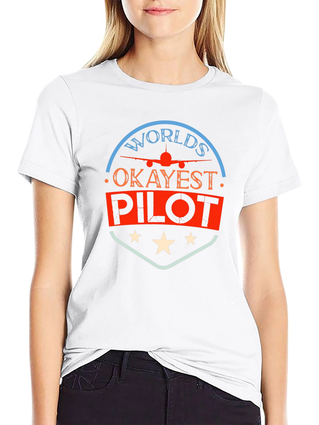 Worlds Okayest Pilot Black T-Shirt