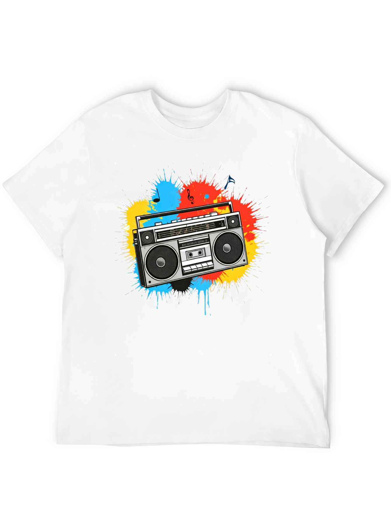 Boombox Splatter Graphic T-Shirt - Retro Style