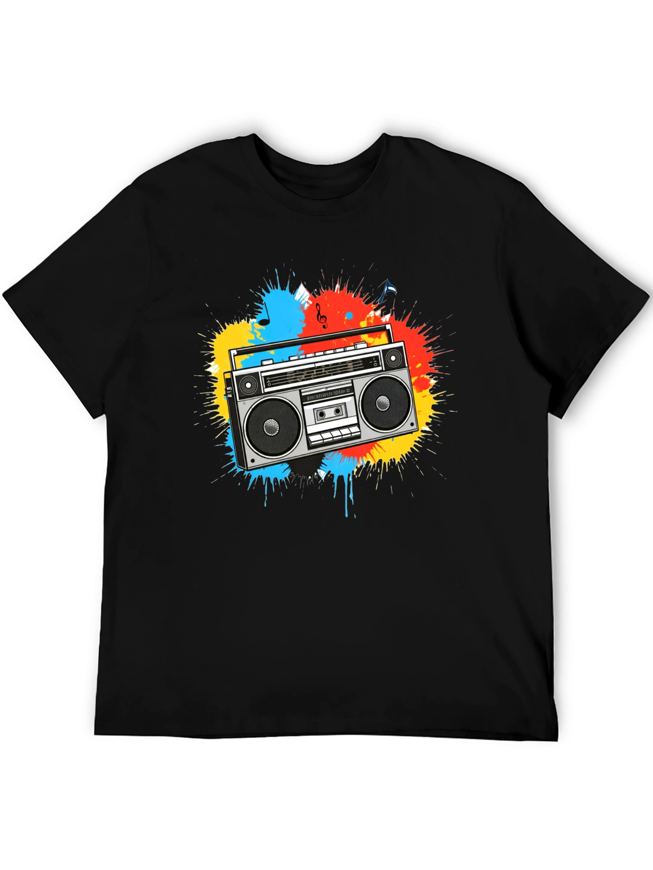 Boombox Splatter Graphic T-Shirt - Retro Style