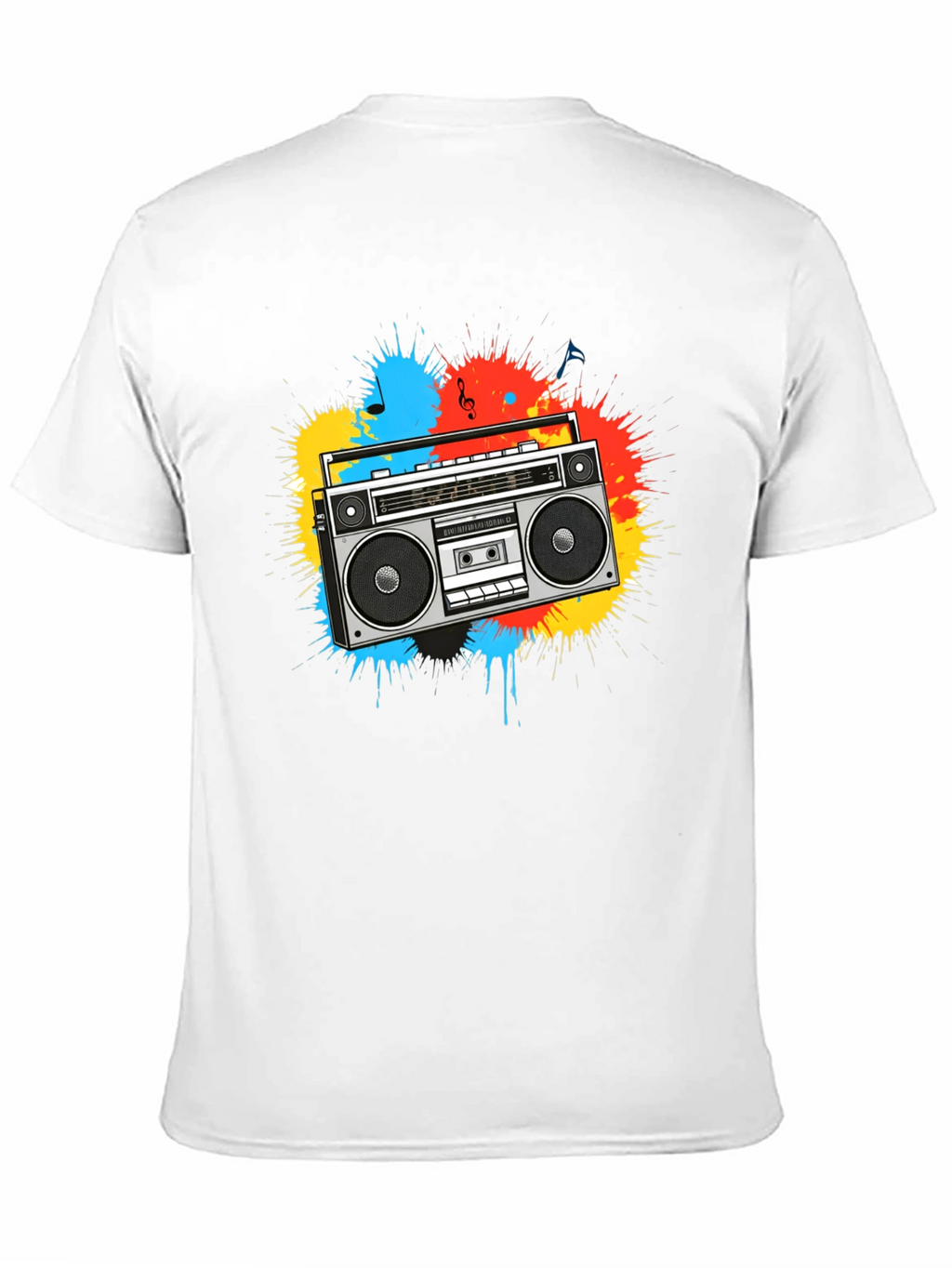 Boombox Splatter Graphic T-Shirt - Retro Style