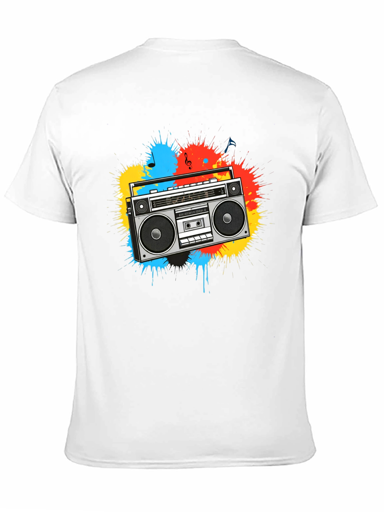 Boombox Splatter Graphic T-Shirt - Retro Style