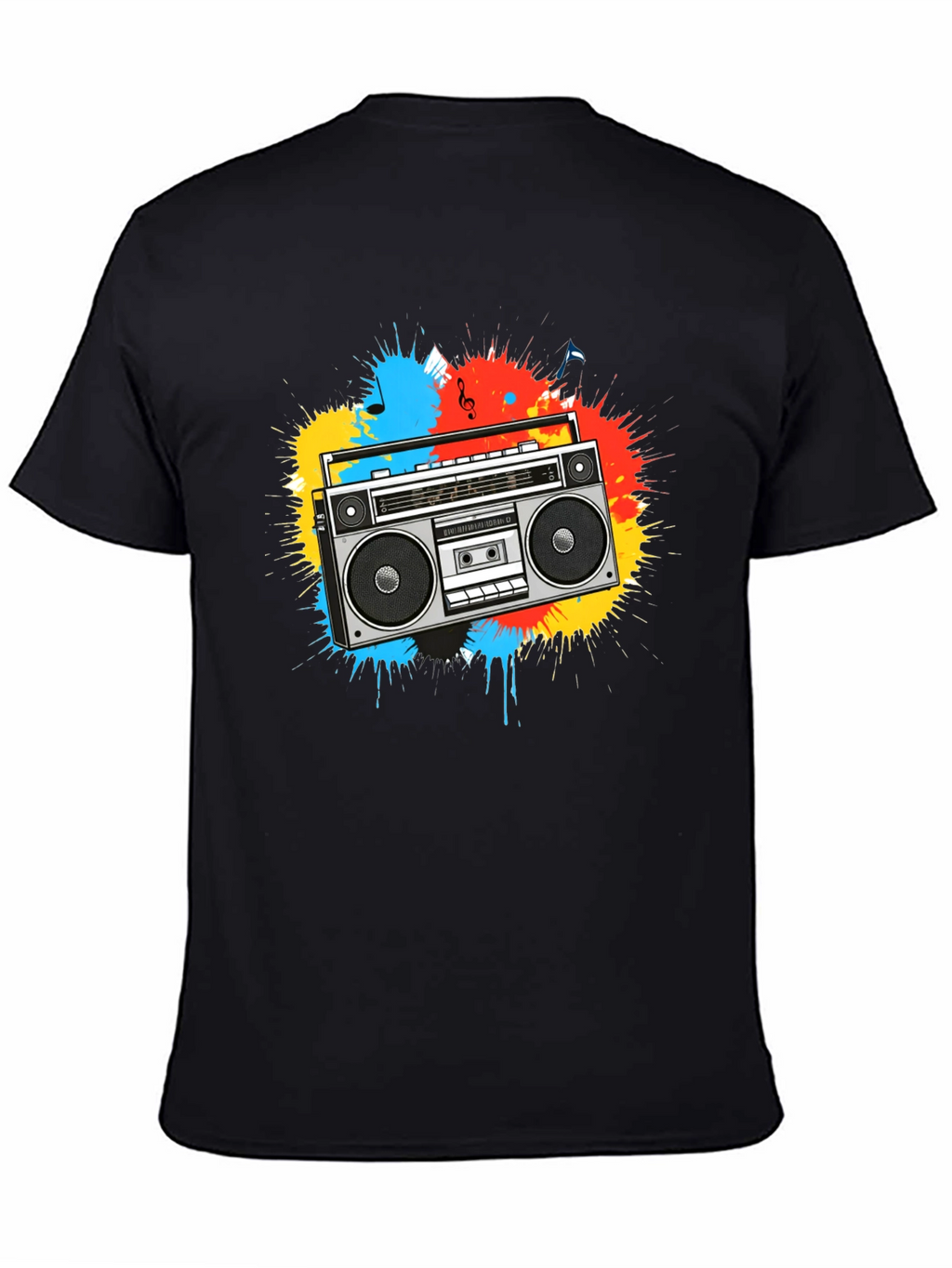 Boombox Splatter Graphic T-Shirt - Retro Style