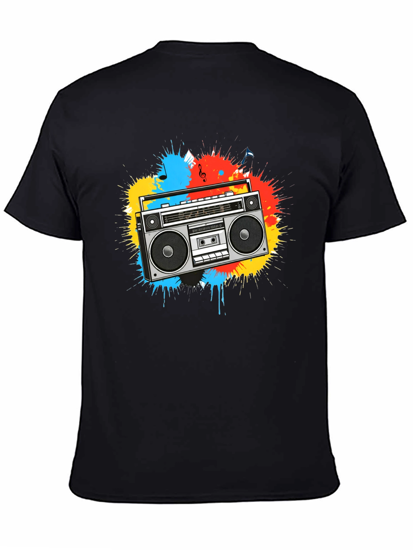 Boombox Splatter Graphic T-Shirt - Retro Style