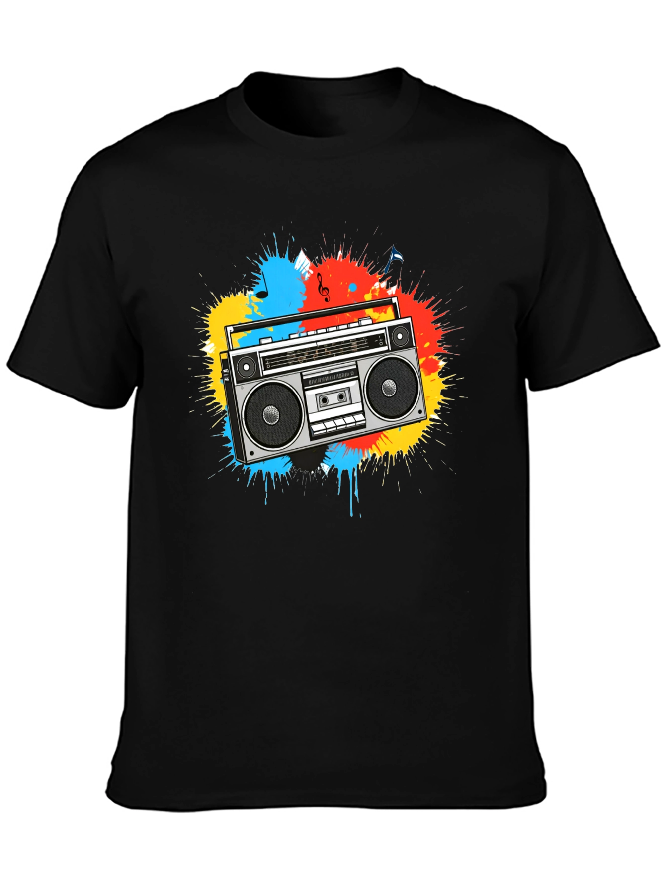 Boombox Splatter Graphic T-Shirt - Retro Style