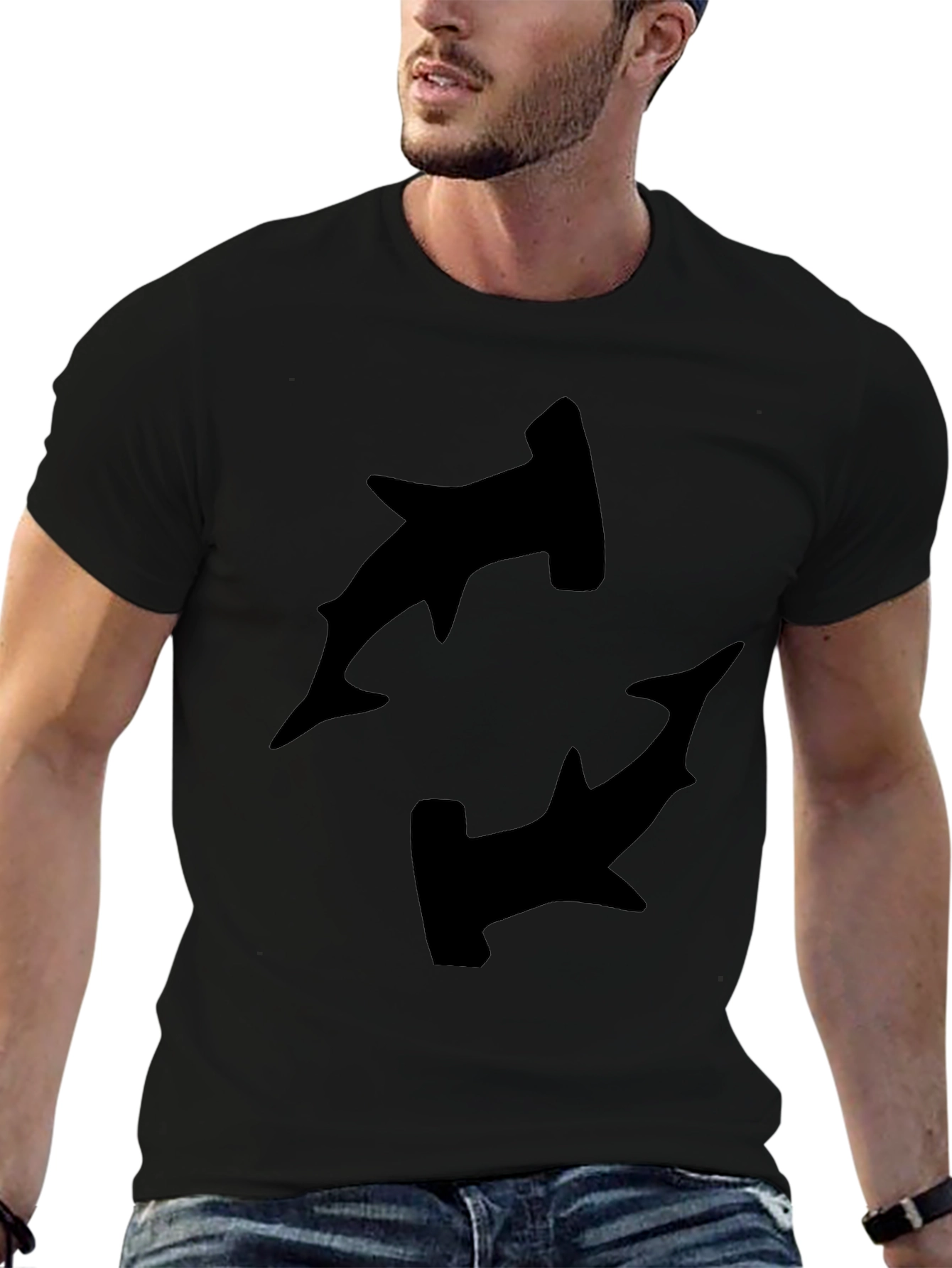 Hammerhead Shark Graphic Black T-Shirt