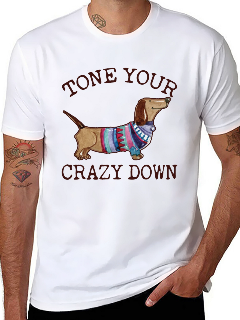Tone Your Crazy Down Dachshund Graphic Tee