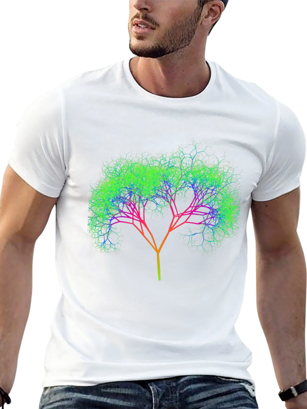 Abstract Tree Graphic Tee - Black Cotton Comfort