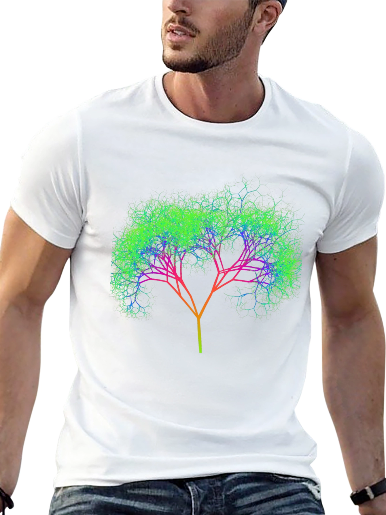 Abstract Tree Graphic Tee - Black Cotton Comfort