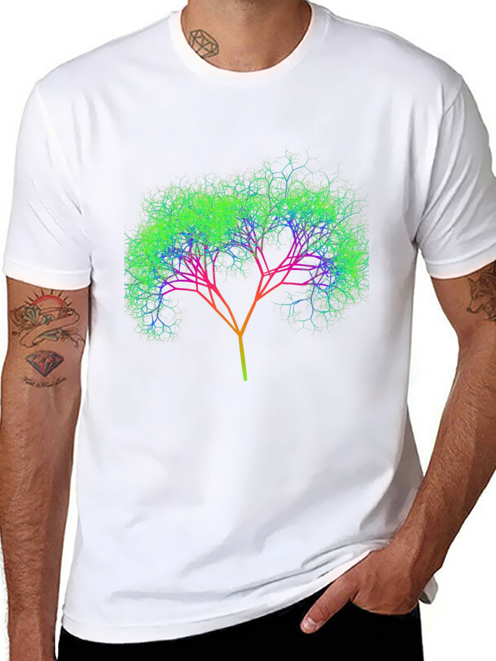 Abstract Tree Graphic Tee - Black Cotton Comfort