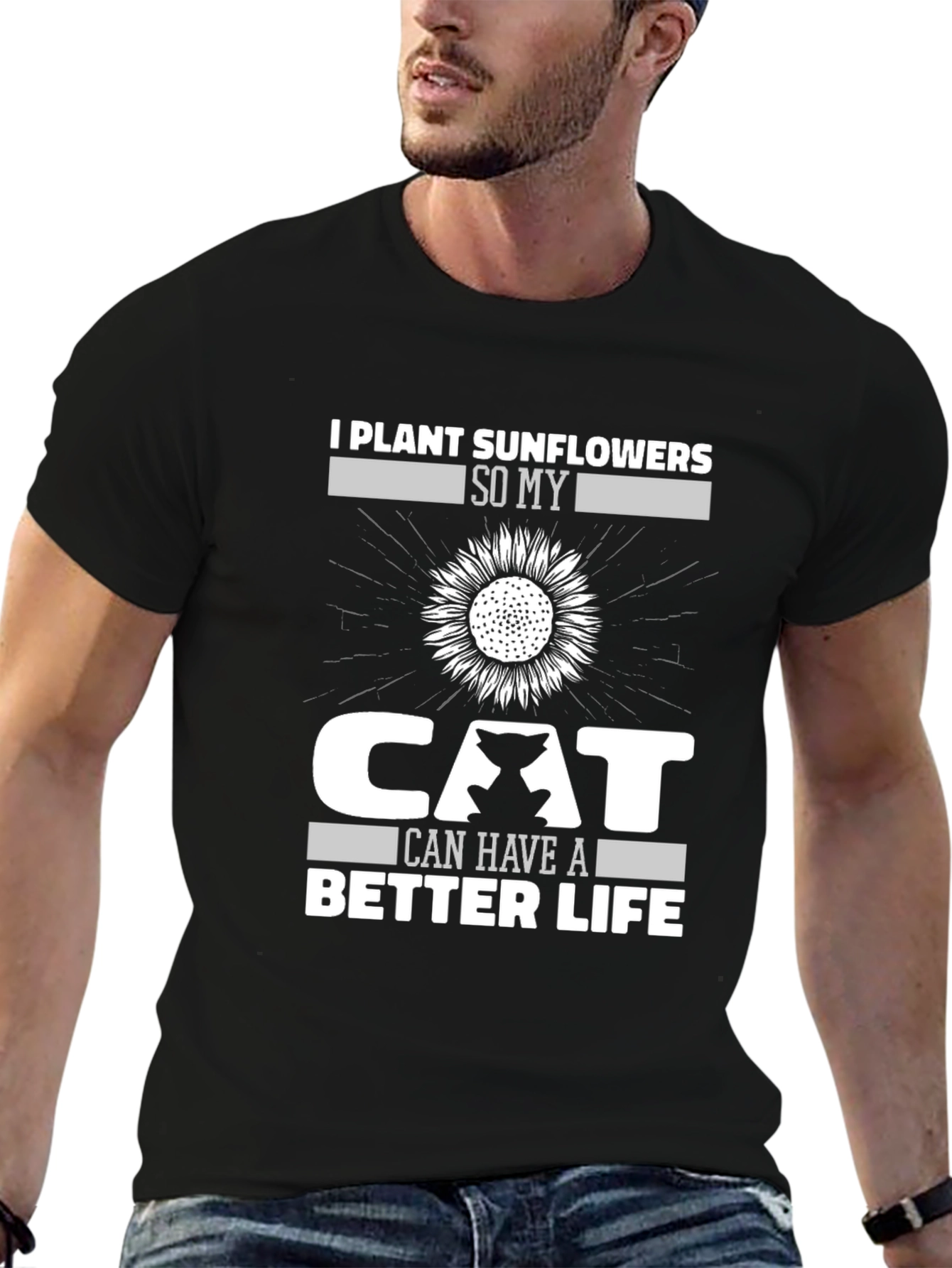 Sunflower Cat Lover T-Shirt - Plant Life Tee