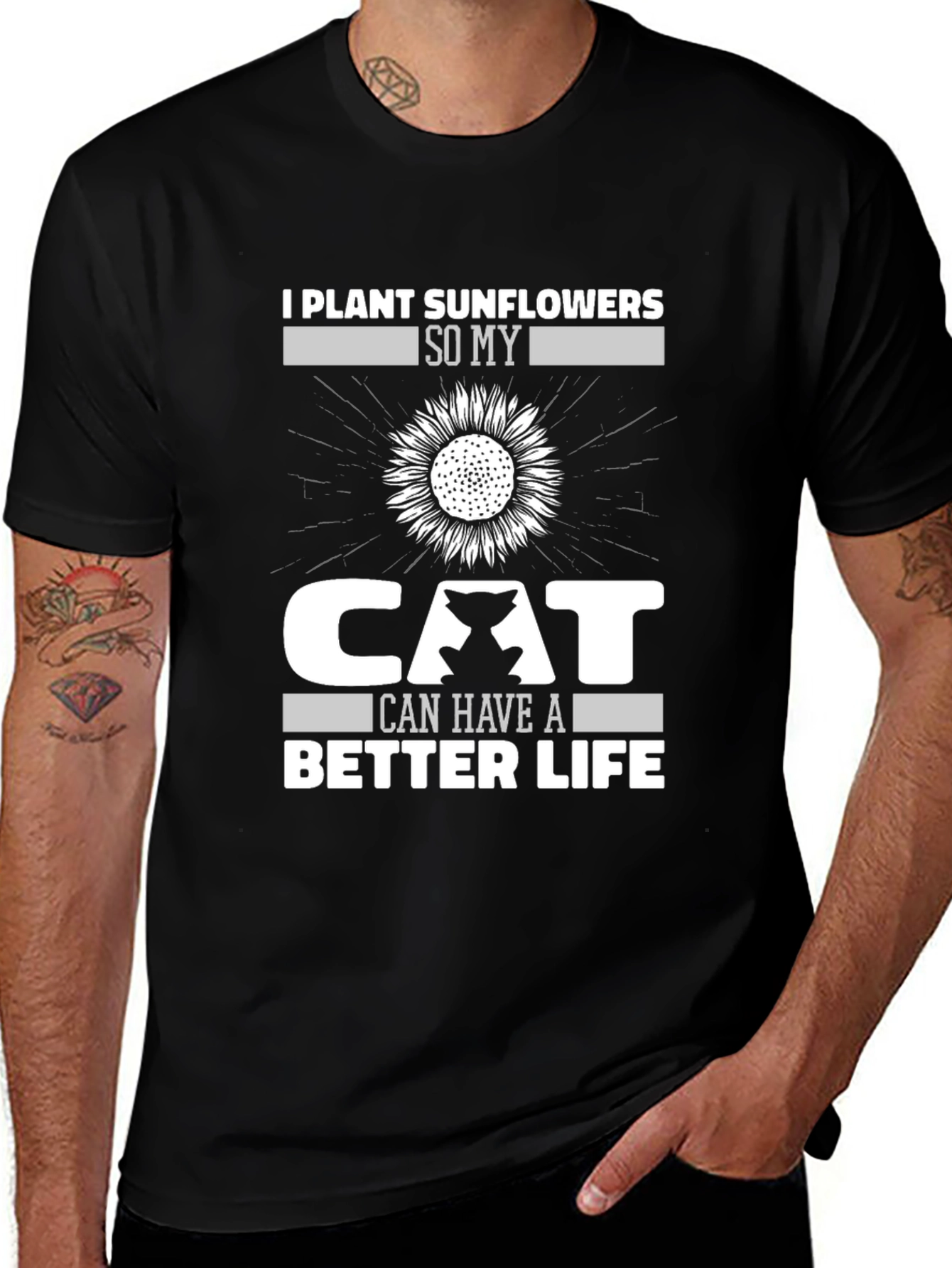 Sunflower Cat Lover T-Shirt - Plant Life Tee